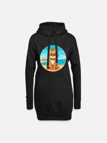 Luchs Aquarell Cartoon Kawaii Clipart Tier - Hoodie-Kleid - Schwarz