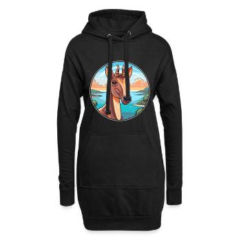 Okapi Watercolor Cartoon Kawaii Clipart Animal - Hoodie Dress - black - Front