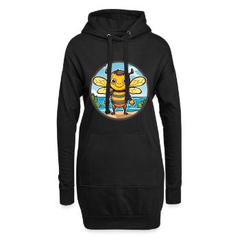 Abeille aquarelle dessin animé Kawaii Clipart Animal - Sweat-shirt à capuche long Femme - noir - Devant
