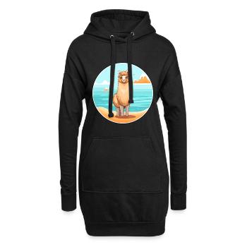 Alpaga aquarelle dessin animé Kawaii Clipart Animal - Sweat-shirt à capuche long Femme - noir - Devant
