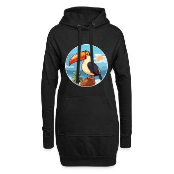 Toucan aquarelle dessin animé Kawaii Clipart Animal - Sweat-shirt à capuche long Femme - noir - Devant