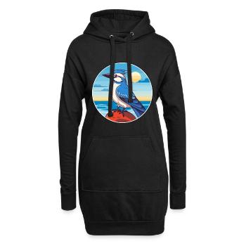 Geai bleu aquarelle dessin animé Kawaii Clipart Animal - Sweat-shirt à capuche long Femme - noir - Devant
