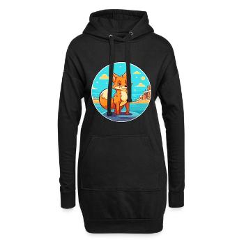Fuchs Aquarell Cartoon Kawaii Clipart Tier - Hoodie-Kleid - Schwarz - Vorne