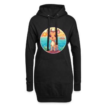 Hirsch Aquarell Karikatur Kawaii Clipart Tier - Hoodie-Kleid - Schwarz - Vorne