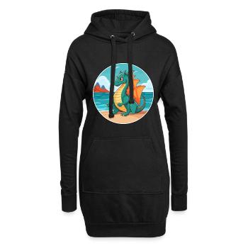Dragon Aquarelle Cartoon Kawaii Clipart Animal - Sweat-shirt à capuche long Femme - noir - Devant