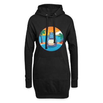 Nilpferd Aquarell Cartoon Kawaii Clipart Tier - Hoodie-Kleid - Schwarz - Vorne