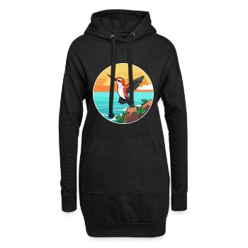 Colibri aquarelle dessin animé Kawaii Clipart animal de compagnie - Sweat-shirt à capuche long Femme - noir - Devant