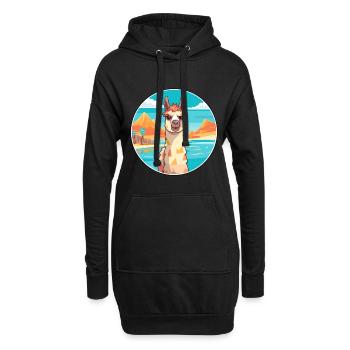 Lama Aquarell Cartoon Kawaii Clipart Tier - Hoodie-Kleid - Schwarz - Vorne