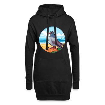Pigeon aquarelle dessin animé kawaii clipart animal - Sweat-shirt à capuche long Femme - noir - Devant