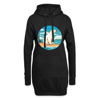 Ours polaire aquarelle dessin animé Kawaii Clipart animal de compagnie - Sweat-shirt à capuche long Femme - noir - Devant