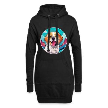 Alano Español chien race dessin animé Kawaii aquarelle - Sweat-shirt à capuche long Femme - noir - Devant