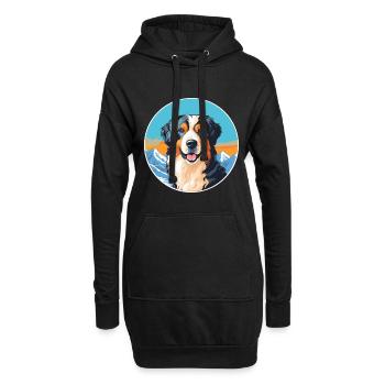 Chien de berger basque race dessin animé kawaii watercolo - Sweat-shirt à capuche long Femme - noir - Devant