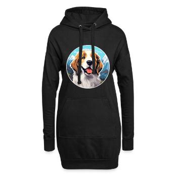 Ariegeois race de chien dessin animé kawaii aquarelle - Sweat-shirt à capuche long Femme - noir - Devant