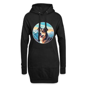 Molosse aryen chien race dessin animé Kawaii aquarelle - Sweat-shirt à capuche long Femme - noir - Devant