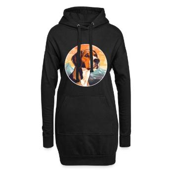 American Foxhound Hunderasse Cartoon Kawaii Waterco - Hoodie-Kleid - Schwarz - Vorne