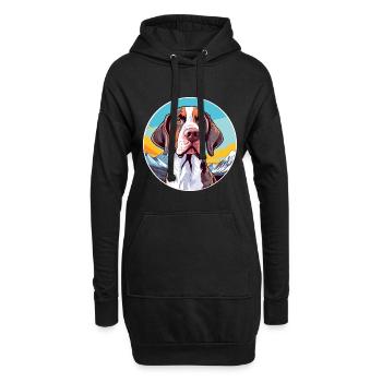 Ariege Pointer Hund Rasse Cartoon Kawaii Aquarell - Hoodie-Kleid - Schwarz - Vorne