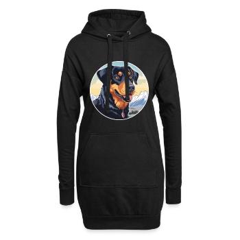 Beauceron Hunderasse Cartoon Kawaii Aquarell - Hoodie-Kleid - Schwarz - Vorne