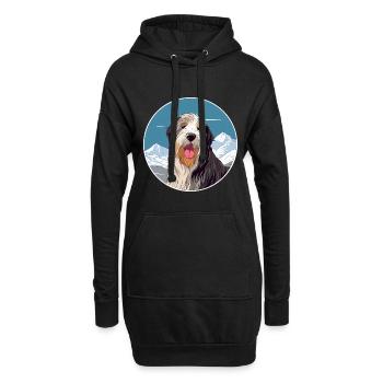 Barbu Collie chien race dessin animé Kawaii aquarelle - Sweat-shirt à capuche long Femme - noir - Devant