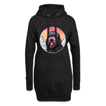 Terrier Russe Noir Race De Chien Cartoon Kawaii Wat - Sweat-shirt à capuche long Femme - noir - Devant