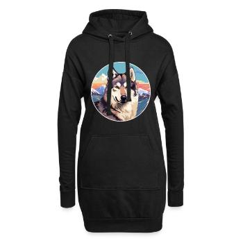 Tchécoslovaque chien-loup chien race dessin animé kawaii Wate - Sweat-shirt à capuche long Femme - noir - Devant