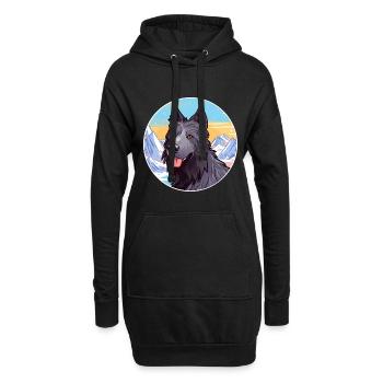 Chien de berger belge race de chien Cartoon Kawaii Watercol - Sweat-shirt à capuche long Femme - noir - Devant
