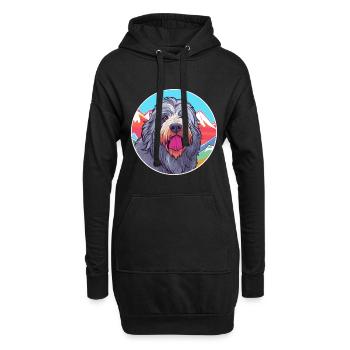 Bergamasco Schäferhund Rasse Cartoon Kawaii Wasser - Hoodie-Kleid - Schwarz - Vorne