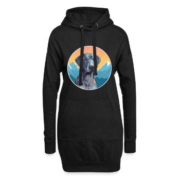 Bleu dentelle chien race dessin animé Kawaii aquarelle - Sweat-shirt à capuche long Femme - noir - Devant