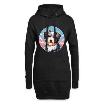 Biewer Terrier chien race dessin animé Kawaii aquarelle - Sweat-shirt à capuche long Femme - noir - Devant