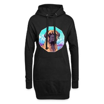 Mastiff brésilien race de chien dessin animé kawaii Waterco - Sweat-shirt à capuche long Femme - noir - Devant