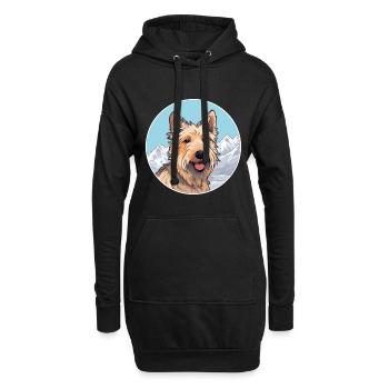 Berger Picard chien race dessin animé Kawaii aquarelle - Sweat-shirt à capuche long Femme - noir - Devant