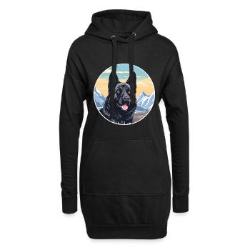 Chien d’élan norvégien noir race de chien Cartoon Kawaii - Sweat-shirt à capuche long Femme - noir - Devant