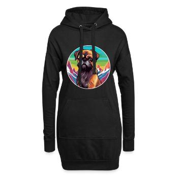 Griffon de Bruxelles race de chien Cartoon Kawaii Watercol - Sweat-shirt à capuche long Femme - noir - Devant