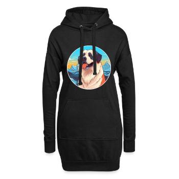 Caucasien Ovcharka Chien Race Dessin Animé Kawaii Waterc - Sweat-shirt à capuche long Femme - noir - Devant