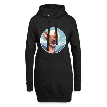 Cirneco Dell Ätna Hunderasse Cartoon Kawaii Waterco - Hoodie-Kleid - Schwarz - Vorne