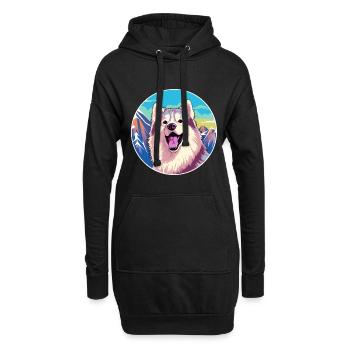 Kanadische Eskimo-Hunderasse Karikatur Kawaii Watercolo - Hoodie-Kleid - Schwarz - Vorne