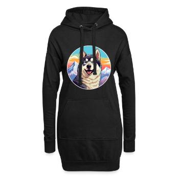 Labrador canadien Husky chien race Cartoon Kawaii W - Sweat-shirt à capuche long Femme - noir - Devant