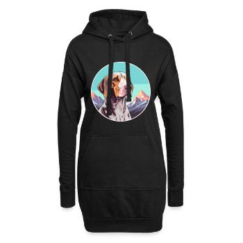 Burgos Pointer chien race dessin animé Kawaii aquarelle - Sweat-shirt à capuche long Femme - noir - Devant