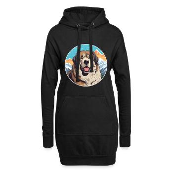 Chien de berger caucasien race dessin animé kawaii waterc - Sweat-shirt à capuche long Femme - noir - Devant