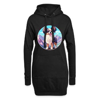 Continental Toy Spaniel Chien Race Cartoon Kawaii W - Sweat-shirt à capuche long Femme - noir - Devant