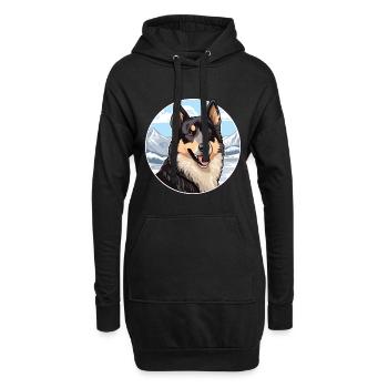 Berger croate race de chien Cartoon Kawaii Waterco - Sweat-shirt à capuche long Femme - noir - Devant