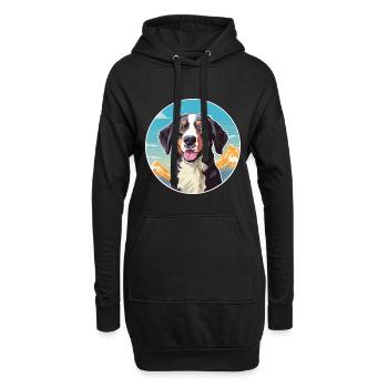 Deutsche Bracke Hunderasse Cartoon Kawaii Watercolo - Hoodie-Kleid - Schwarz - Vorne