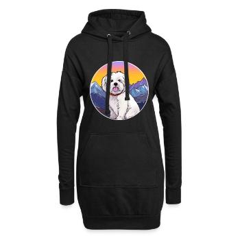 Coton De Tuléar Race De Chien Cartoon Kawaii Watercolo - Sweat-shirt à capuche long Femme - noir - Devant