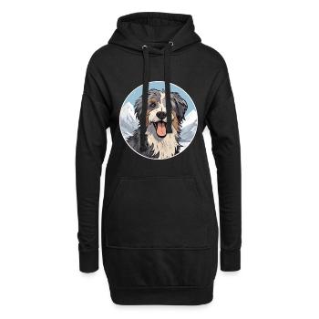 Chien de berger croate race de chien dessin animé Kawaii Waterco - Sweat-shirt à capuche long Femme - noir - Devant
