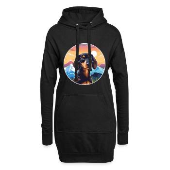 Dackel Hund Rasse Cartoon Kawaii Aquarell - Hoodie-Kleid - Schwarz - Vorne