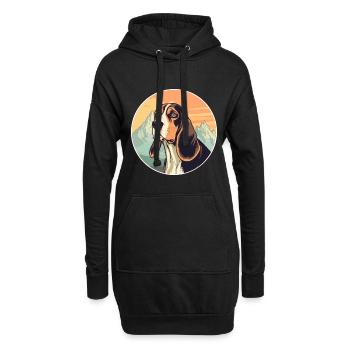 Estnischer Jagdhund Rasse Cartoon Kawaii Aquarell - Hoodie-Kleid - Schwarz - Vorne