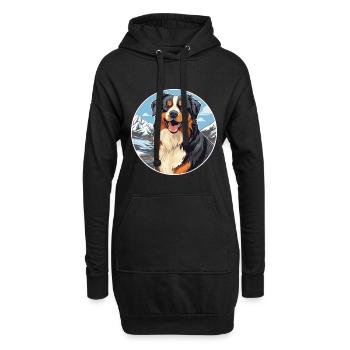 Berger anglais chien race Cartoon Kawaii Watercol - Sweat-shirt à capuche long Femme - noir - Devant