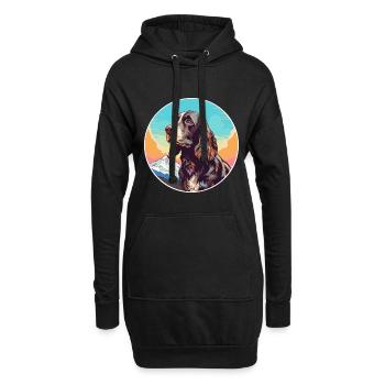 Field Spaniel Hunderasse Cartoon Kawaii Aquarell - Hoodie-Kleid - Schwarz - Vorne