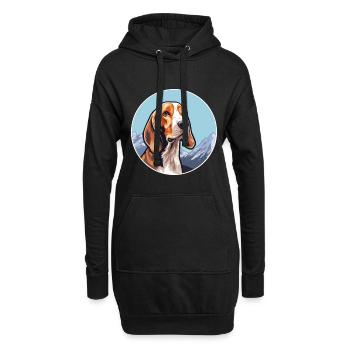 Finnischer Jagdhund Rasse Cartoon Kawaii Aquarell - Hoodie-Kleid - Schwarz - Vorne