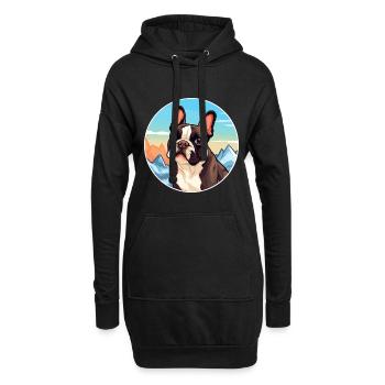Bouledogue Français chien race Cartoon Kawaii aquarelle - Sweat-shirt à capuche long Femme - noir - Devant