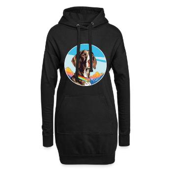 Français Gascogne Pointer chien race Cartoon Kawaii Wa - Sweat-shirt à capuche long Femme - noir - Devant